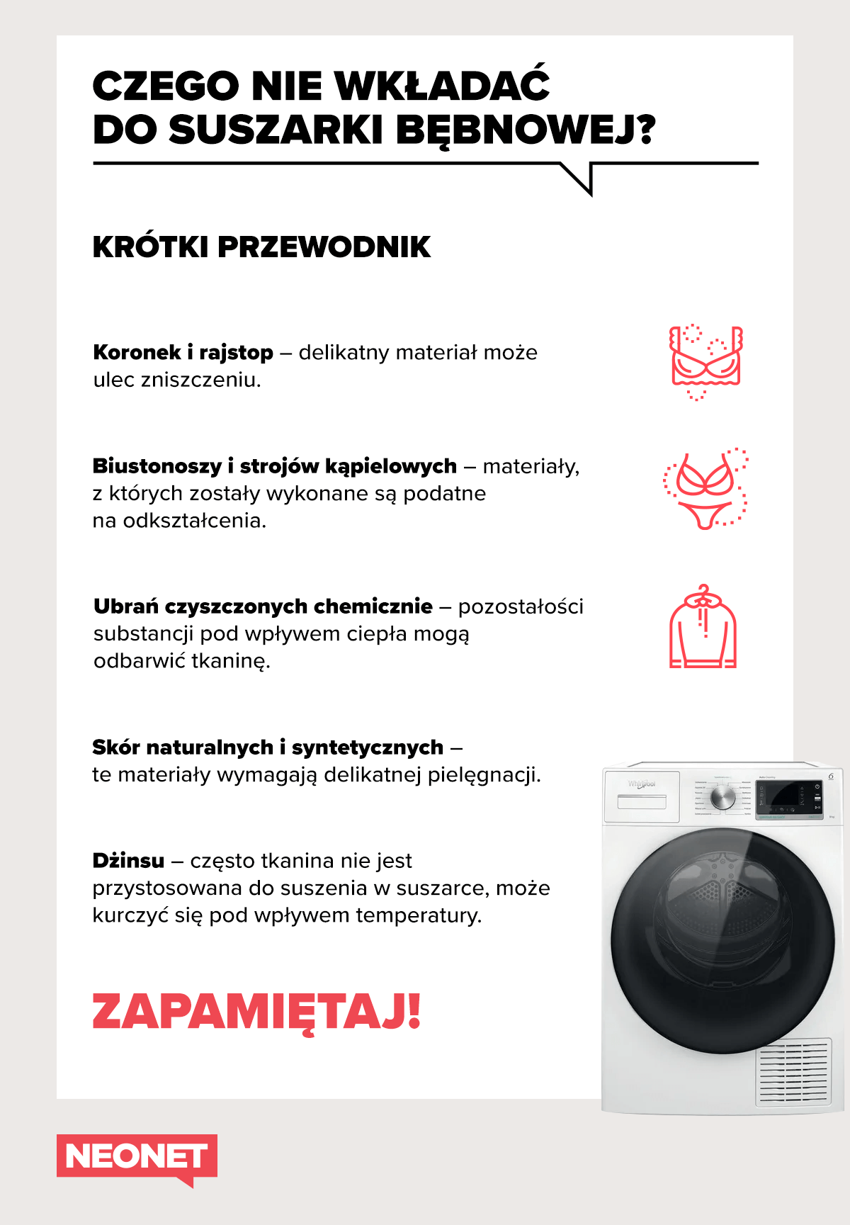 Co nie wolno suszyć w suszarce?