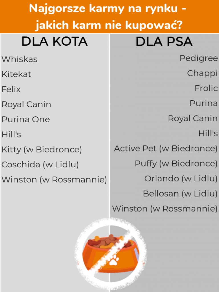 Jakich karm dla kotów unikać?